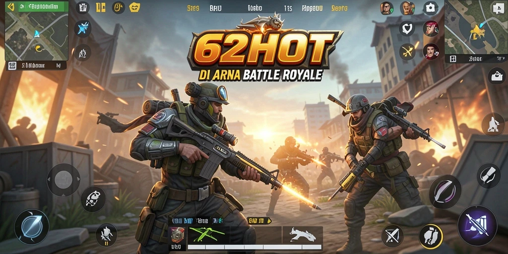 Gameplay seru dalam pertempuran Battle Royale 62HOT.