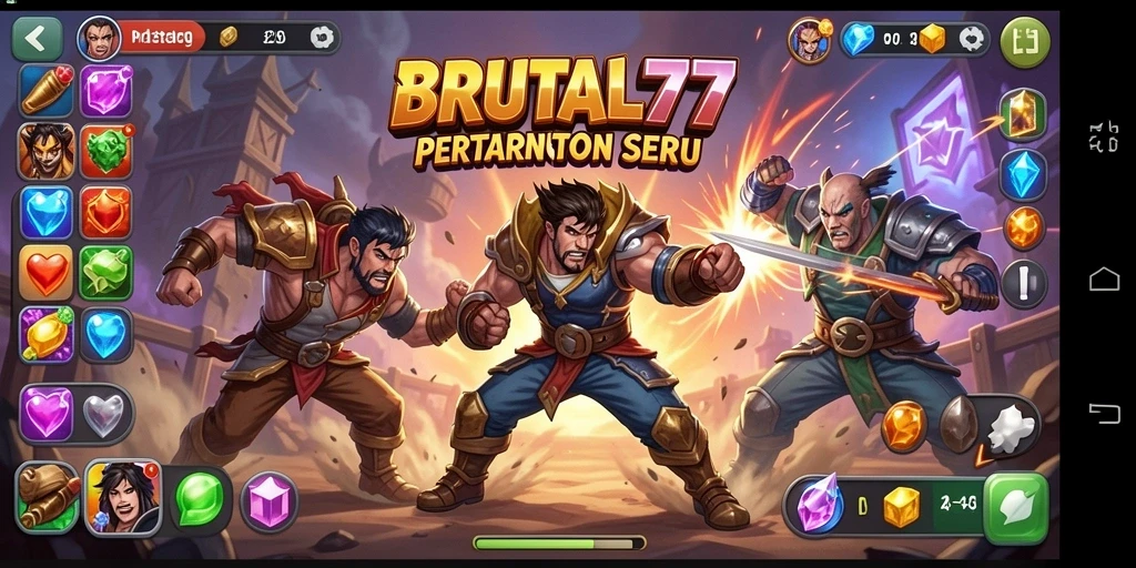Tangkapan layar dari gameplay BRUTAL77 yang menampilkan aksi Match-3 seru.