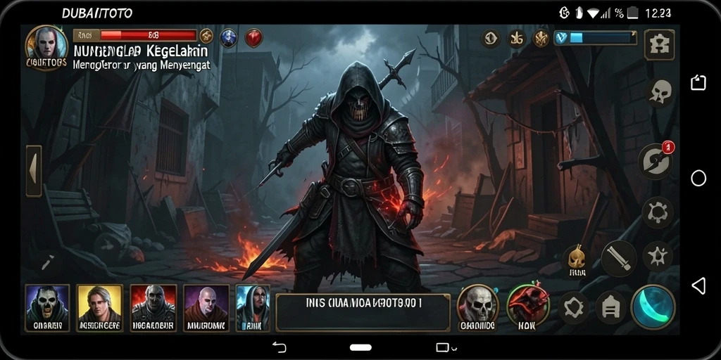Tampilan gameplay DUBAITOTO yang menegangkan dan menyeramkan.