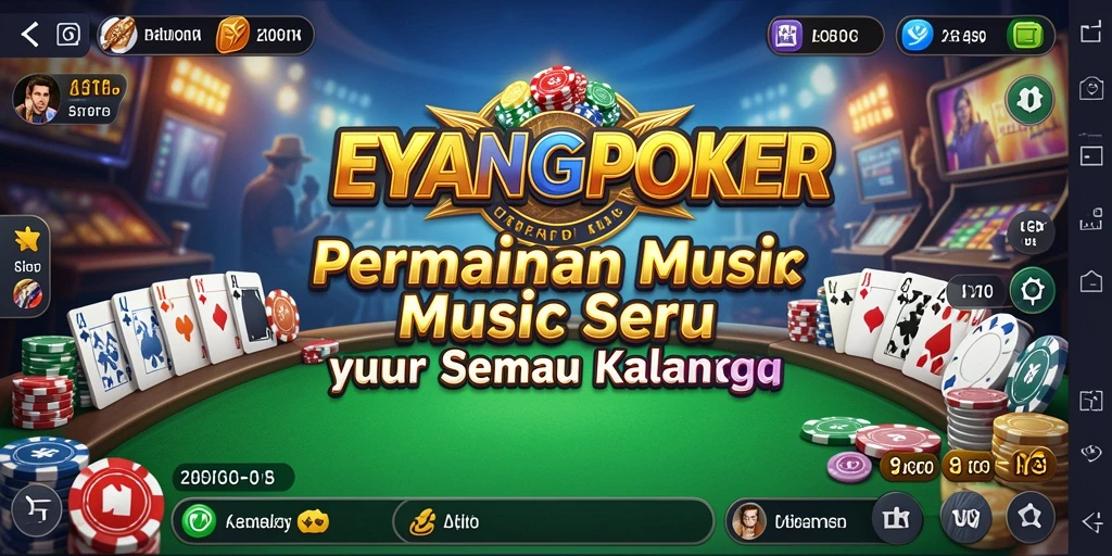 Tampilan gameplay <strong>EYANGPOKER</strong> dengan berbagai genre musik.