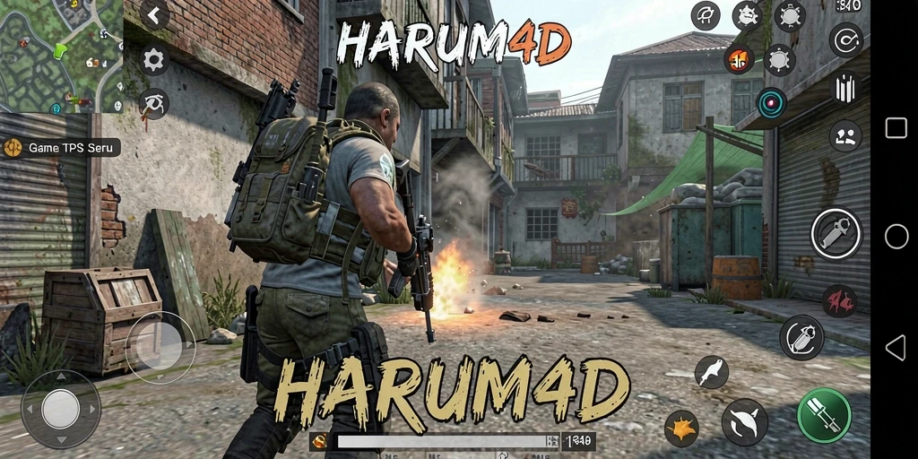 Tampilan gameplay seru di HARUM4D yang menampilkan pertarungan TPS.