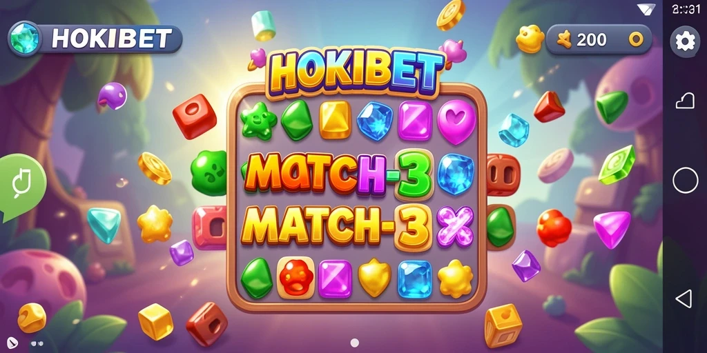 Tampilan gameplay seru HOKIBET saat mencocokkan simbol.