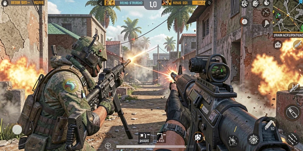 Gameplay seru di IDRRP dengan aksi tembak-menembak yang mendebarkan.