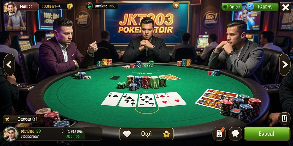 Screenshot JKT303 menampilkan aksi seru permainan Poker.