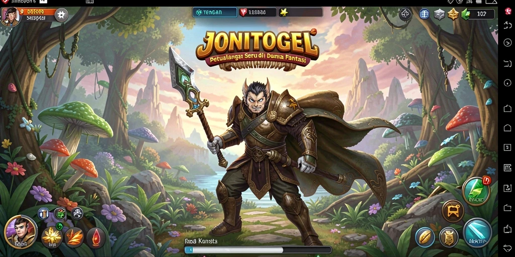 Screenshot gameplay JONITOGEL menampilkan petualangan epik dan karakter unik.