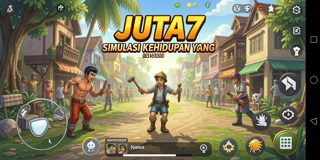Tangkapan layar gameplay JUTA7 menampilkan interaksi karakter yang dinamis.
