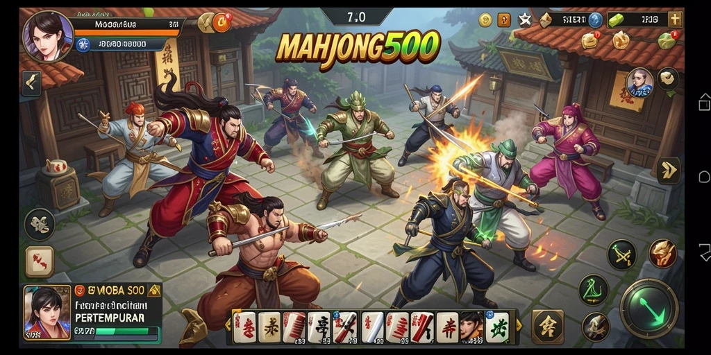 Tampilan gameplay MOBA yang menarik dalam MAHJONG500.