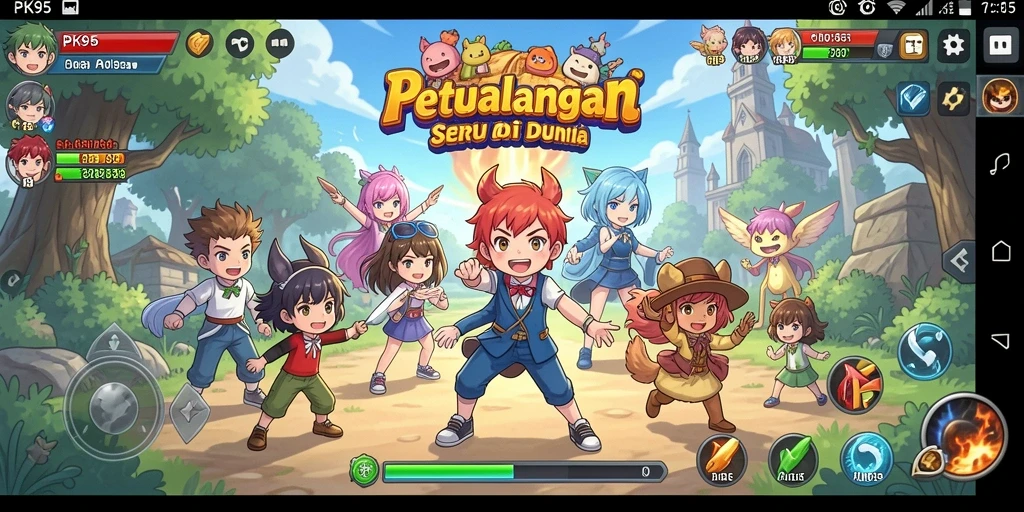 Tampilan gameplay mendebarkan dari PK95 yang menampilkan pertarungan karakter anime.