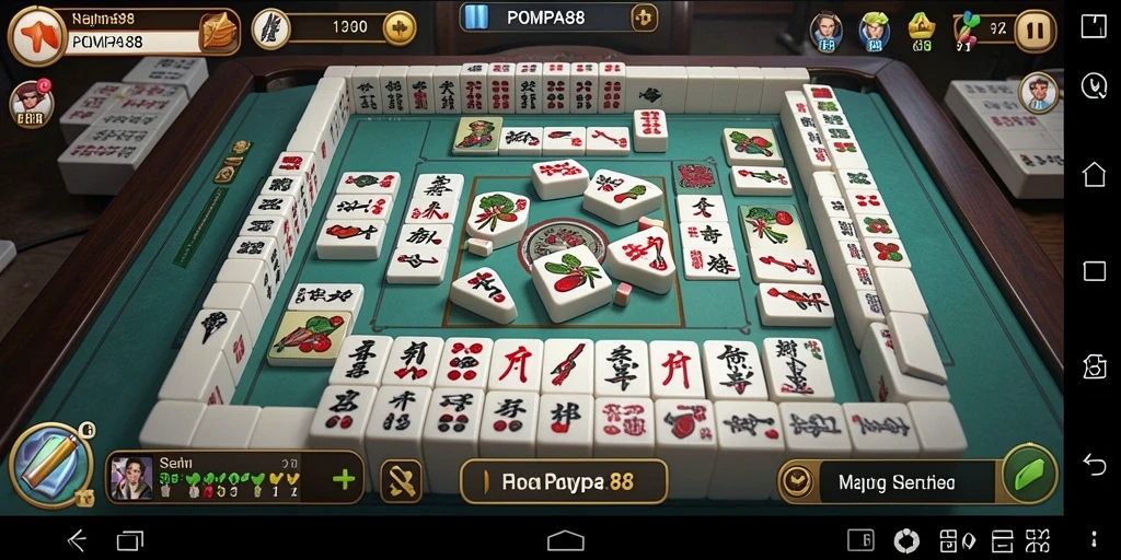 Tampilan gameplay Mahjong yang seru di POMPA88.