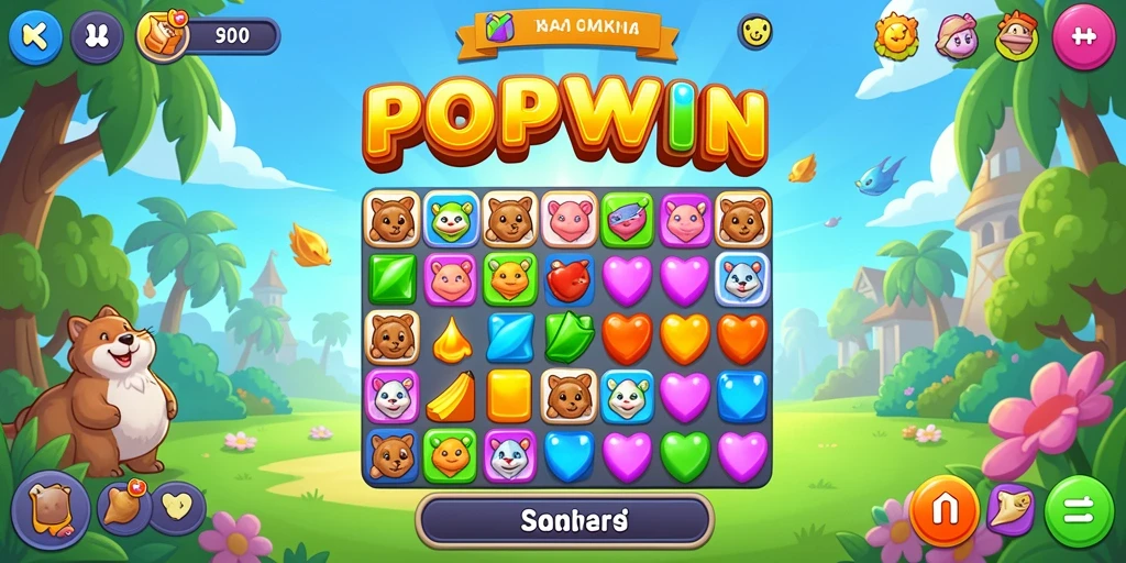 Screenshot menampilkan gameplay seru dalam game Match-3 POPWIN.