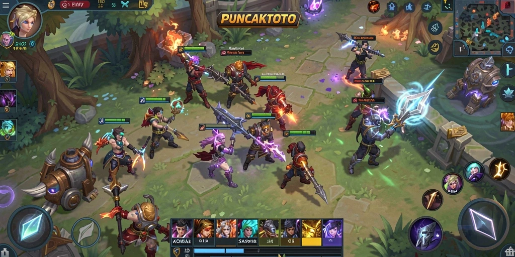 Screenshot gameplay PUNCAKTOTO menampilkan aksi seru dan strategi tim.