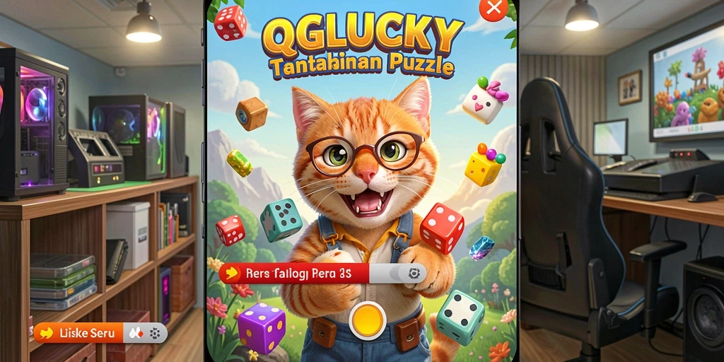Screenshot gameplay QGLUCKY menampilkan tantangan puzzle yang menarik.