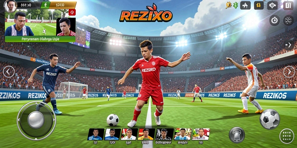 Tampilan gameplay seru dalam REZIXO, permainan olahraga yang dicintai.