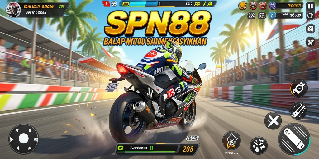 Gameplay balap motor SPN88 yang seru dan mendebarkan.