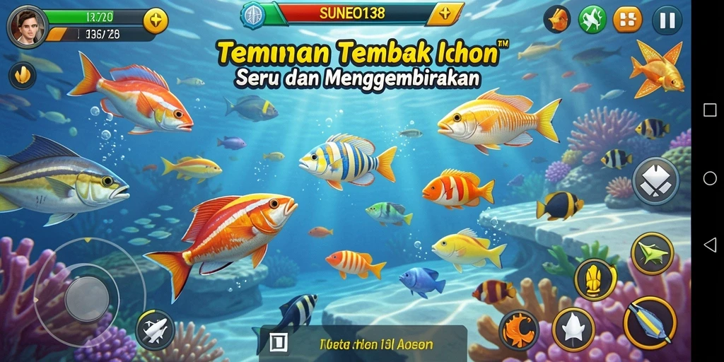 Tangkapan layar menampilkan aksi seru dalam permainan Tembak Ikan.