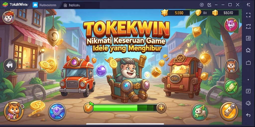 Screenshot utama TOKEKWIN memperlihatkan gameplay Idle yang menarik.